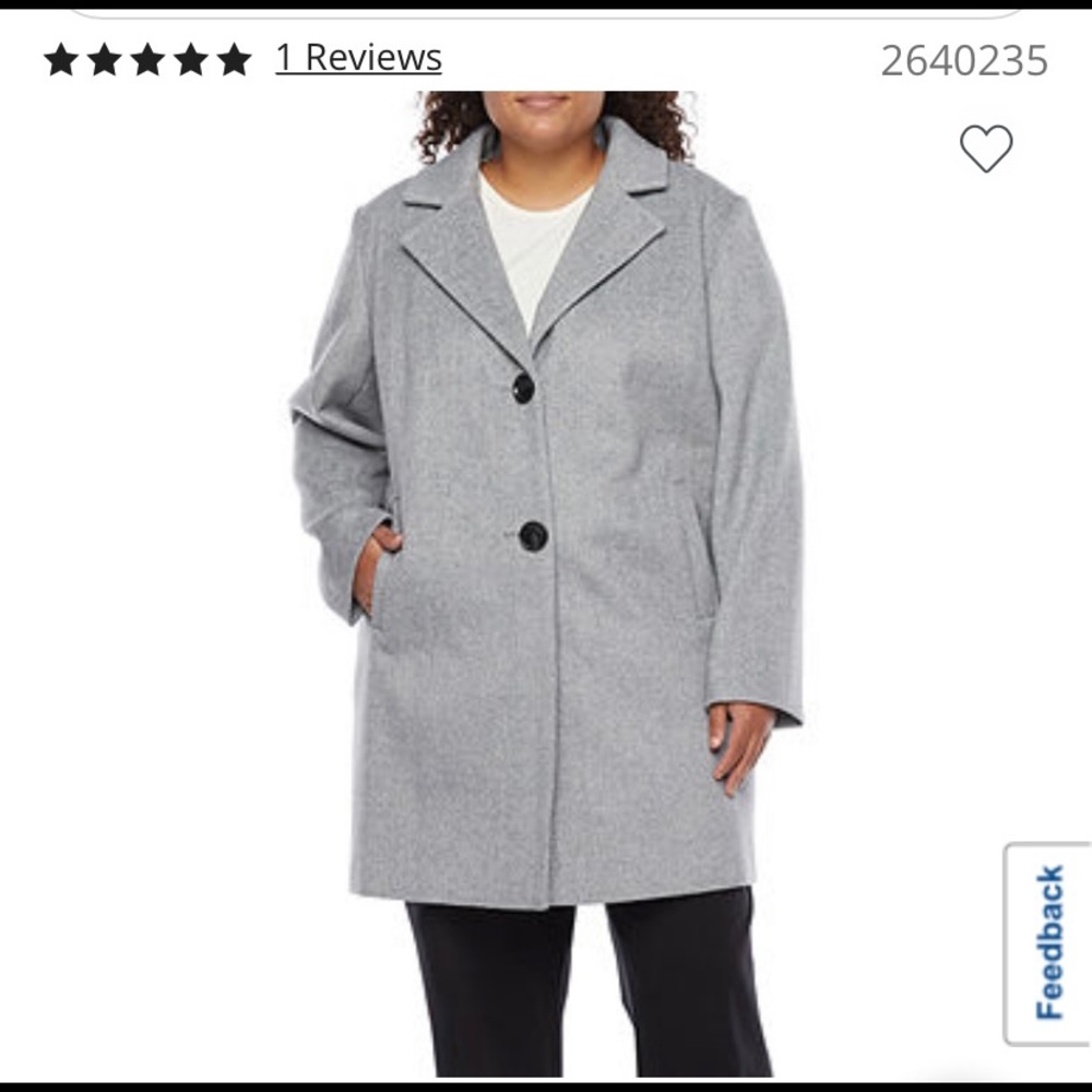 NWT- plus size Liz Claiborne grey wool Pea Coat
